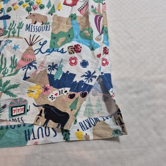 John Mark Womens  Retro American Cities 3/4 Sleeve Button Up Shirt  Size 2X 53 - Picture 7 of 14